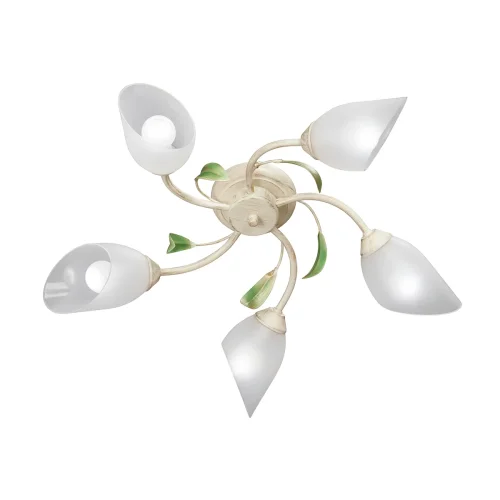 Люстра потолочная V3232/5PL Vitaluce белая на 5 ламп, основание бежевое в стиле флористика Люстра потолочная V3232/5PL Vitaluce белая на 5 ламп, основание бежевое в стиле флористика