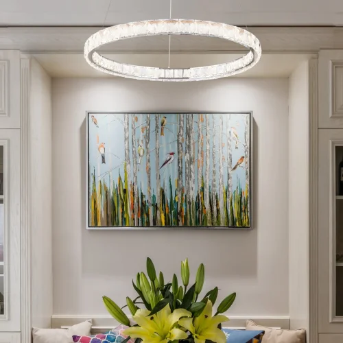 Люстра подвесная LED с пультом AM-Venezia 311311/D600 NI Arte Milano прозрачная на 1 лампу, основание никель в стиле современный кольца с пультом фото 11