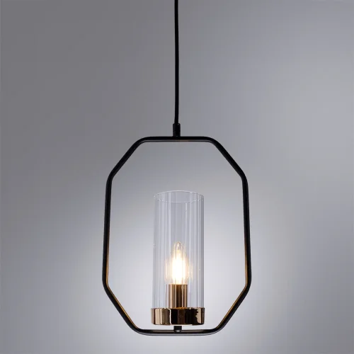 Светильник подвесной Celaeno A7004SP-1BK Arte Lamp прозрачный 1 лампа, основание чёрное в стиле классический  фото 2
