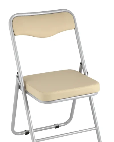 Складной стул Джонни экокожа кремовый каркас металлик УТ000035366 Stool Group, бежевый/экокожа, ножки/металл/серый, размеры - ****450*495 фото 2