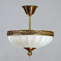 Люстра на штанге  NAVARRA 02228/30 PL PB AMBIENTE by BRIZZI белая на 3 лампы, основание бронзовое в стиле классический 