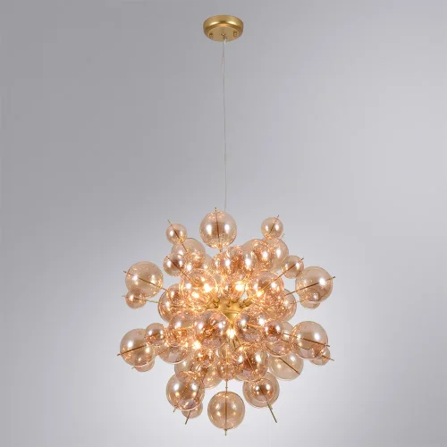 Люстра подвесная Molecule A8313SP-9GO Arte Lamp янтарная на 9 ламп, основание золотое в стиле современный молекула шар фото 3
