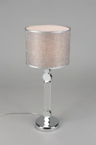 Настольная лампа Scario OML-64504-01 Omnilux коричневая серая 1 лампа, основание хром металл в стиле классический  фото 4