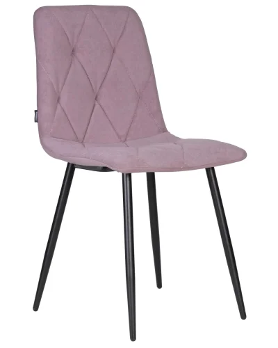 Стул обеденный  006 DOBRIN CHILLY ROMBO, цвет сиденья лавандовый Simple 48, цвет основания черный Dobrin, розовый сиреневый/велюр, ножки/металл/чёрный, размеры - ****460*550