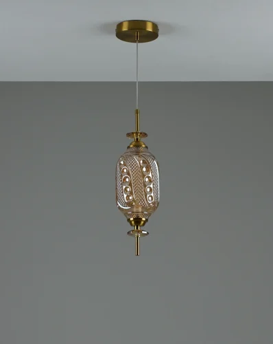 Светильник подвесной LED Tale V10910-PL Moderli янтарный 1 лампа, основание бронзовое в стиле современный выдувное фото 2