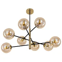 Люстра на штанге Лорен CL146283 Citilux янтарная на 8 ламп, основание бронзовое в стиле современный шар молекула