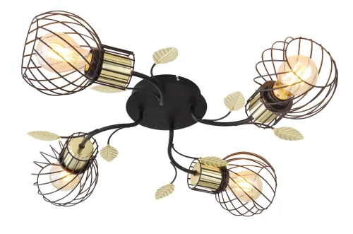 Люстра потолочная Lally 54113-4D Globo чёрная на 4 лампы, основание чёрное в стиле лофт современный 