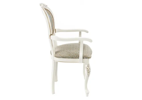 Деревянный стул Adriano 2 молочный / патина 438331 Woodville, бежевый золотой/ткань, ножки/массив бука/белый, размеры - ****560*550 фото 5