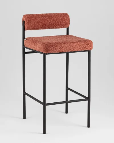 Стул полубарный Балла букле коралловый УТ000041908 Stool Group, красный/букле, ножки/металл/чёрный, размеры - ***** Стул полубарный Балла букле коралловый УТ000041908 Stool Group, красный/букле, ножки/металл/чёрный, размеры - *****