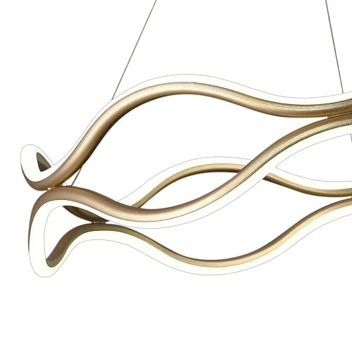 Люстра подвесная с пультом LED LAMPS 81286 Natali Kovaltseva белая золотая на 1 лампу, основание золотое в стиле современный хай-тек с пультом яндекс алиса сири фото 7