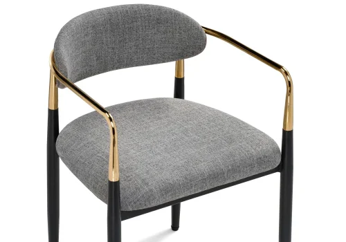 Кресло Lord gray / black / gold 15741 Woodville, серый/ткань, ножки/окрашенный металл/чёрный, размеры - ***** фото 6