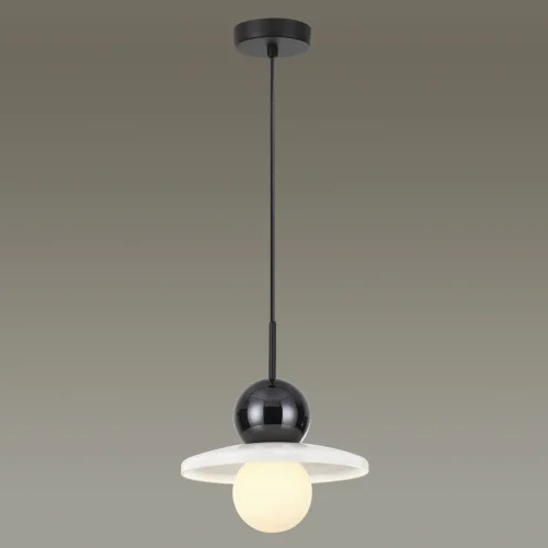 Светильник подвесной Hatty 5014/1D Odeon Light белый 1 лампа, основание чёрное в стиле современный  фото 4