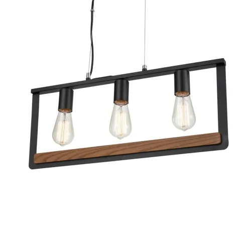 Светильник подвесной лофт Reef VL6072P32 Vele Luce чёрный без плафона коричневый на 3 лампы, основание чёрное в стиле лофт фото 3