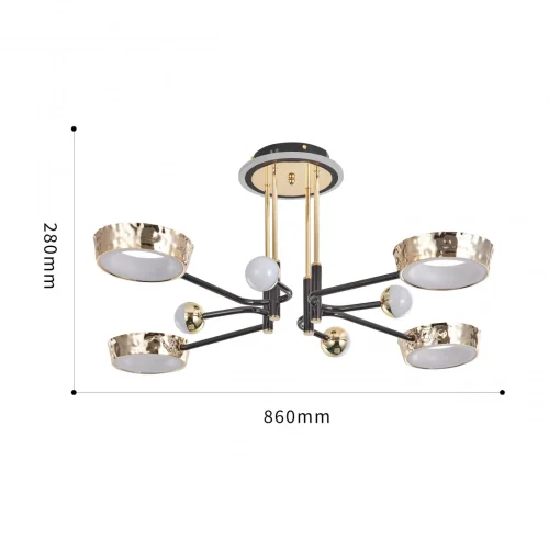 Люстра потолочная LED Ferrara-73210 273210/8 BK/GD Arte Milano белая на 1 лампу, основание золотое в стиле современный хай-тек фото 14