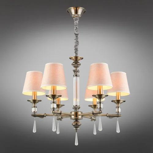 Люстра подвесная Rivoli OML-64213-06 Omnilux бежевая на 6 ламп, основание античное бронза в стиле классический фото 2