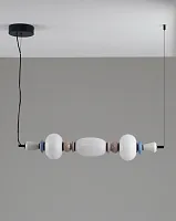Светильник подвесной LED Glaze V11701-PL Moderli белый на 1 лампу, основание чёрное в стиле современный линейный