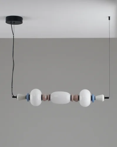 Светильник подвесной LED Glaze V11701-PL Moderli белый на 1 лампу, основание чёрное в стиле современный линейный