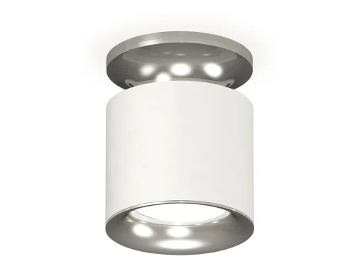 Светильник накладной XS7401102 Ambrella light белый 1 лампа, основание серебряное в стиле хай-тек современный круглый