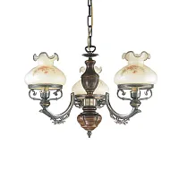 Люстра подвесная  L 2812/3 Reccagni Angelo бежевая на 3 лампы, основание коричневое бронзовое в стиле классический кантри выдувное
