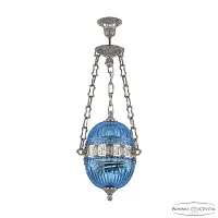 Светильник подвесной 71000P/20 Ni Aquamarine/M-1G Bohemia Ivele Crystal синий голубой 4 лампы, основание никель в стиле классика 