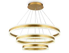 Люстра подвесная LED с пультом FA6183 Ambrella light прозрачная золотая на 1 лампа, основание золотое в стиле современный хай-тек с пультом кольца