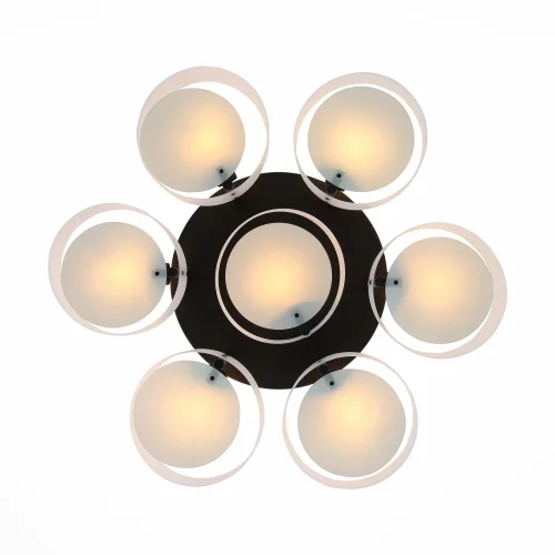 Люстра потолочная Foresta SL483.402.07 Evoluce белая на 7 ламп, основание чёрное в стиле современный  фото 2