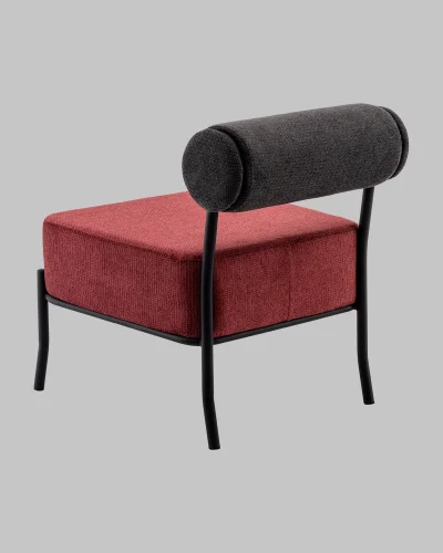 Кресло Ponpoun, тёмно-серый, бордо УТ000040473 Stool Group, бордовый/шенилл, ножки/металл/чёрный, размеры - *710***610*710мм фото 4