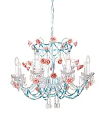 Люстра подвесная Fiori di rose 186.8 Lucia Tucci без плафона на 8 ламп, основание розовое голубое в стиле прованс флористика 
