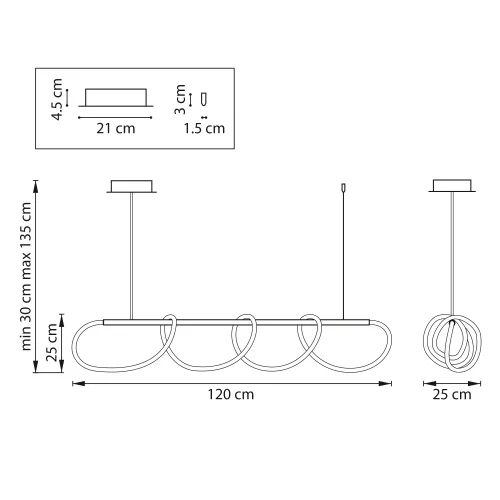Светильник подвесной LED Corinto 637093 Lightstar белый на 1 лампу, основание золотое в стиле хай-тек современный линейный гибкий неон фото 2