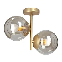 Светильник потолочный V2936-8/2PL Vitaluce прозрачный 2 лампы, основание золотое в стиле арт-деко шар