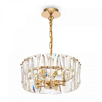 Люстра подвесная хрустальная Puntes MOD043PL-04G Maytoni прозрачная на 4 лампы, основание золотое в стиле модерн 