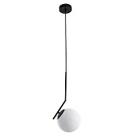 Светильник подвесной Bolla-Unica A1923SP-1BK Arte Lamp белый на 1 лампу, основание чёрное в стиле современный шар