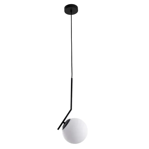 Светильник подвесной Bolla-Unica A1923SP-1BK Arte Lamp белый на 1 лампу, основание чёрное в стиле современный шар