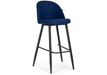 Барный стул Сондре темно-синий / черный  504192 Woodville, синий/велюр, ножки/металл/чёрный, размеры - ****500*600