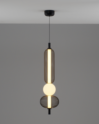 Светильник подвесной LED Lattice V11252-PL Moderli белый чёрный на 1 лампу, основание чёрное в стиле современный 