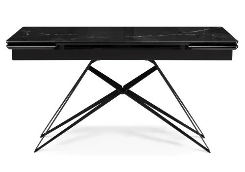 Стеклянный стол Блэкбери 140(200)х80х75 черный мрамор / черный 553572 Woodville столешница чёрная из стекло фото 7
