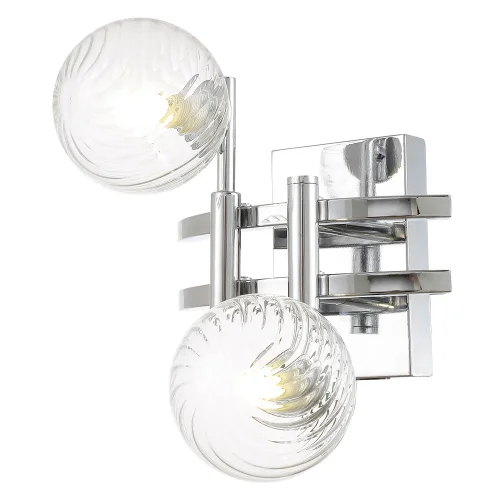 Бра LUXURY AP2 CHROME Crystal Lux прозрачный на 2 лампы, основание хром в стиле арт-деко шар молекула фото 5