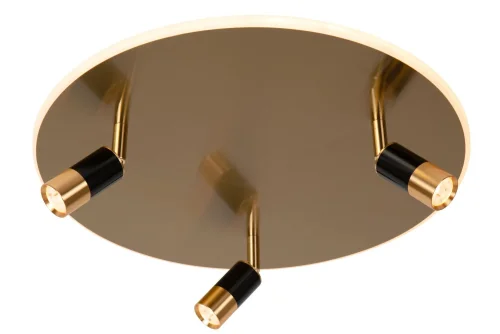 Светильник потолочный LED Jubel 71101/48/02 Lucide матовый золото латунь на 3 лампы, основание матовое золото латунь в стиле современный 