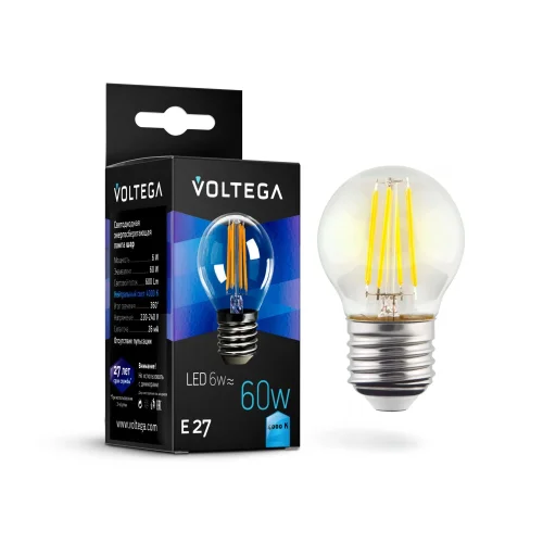 Лампа LED Crystal 7024 Voltega VG10-G1E27cold6W-F  E27 6вт