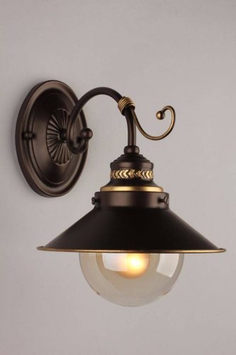 Бра Fontelo OML-50401-01 Omnilux прозрачный на 1 лампа, основание коричневое в стиле кантри  фото 2