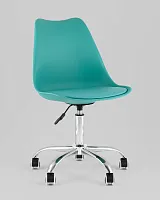 Стул BLOK SN, пластиковый бирюзовый УТ000039791 Stool Group, бирюзовый/экокожа пластик, ножки/металл/хром, размеры - 830*950***485*545
