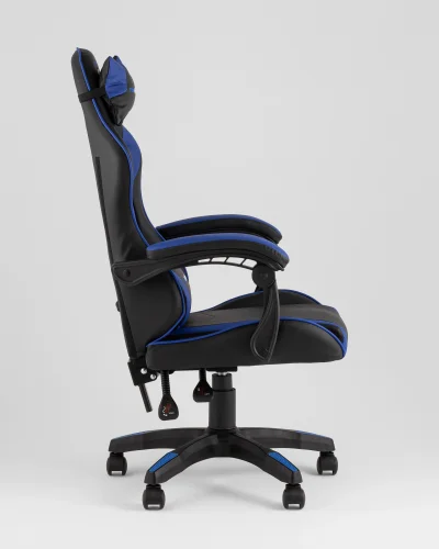 Кресло спортивное TopChairs Shadow, черно-синий УТ000039466 Stool Group, чёрный синий/экокожа, ножки/пластик/чёрный, размеры - *1270**** фото 3