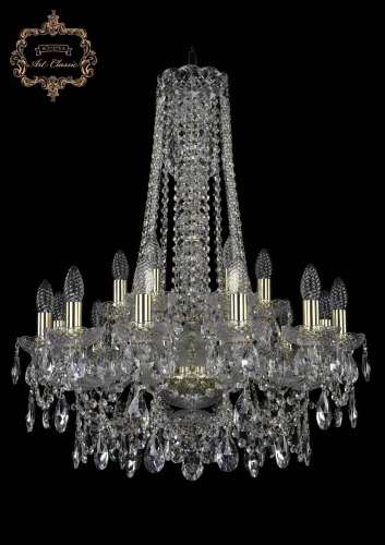 Люстра подвесная хрустальная 11.25.12+6.220.h-80.Gd.Sp Bohemia Art Classic прозрачная на 18 ламп, основание золотое в стиле классика 