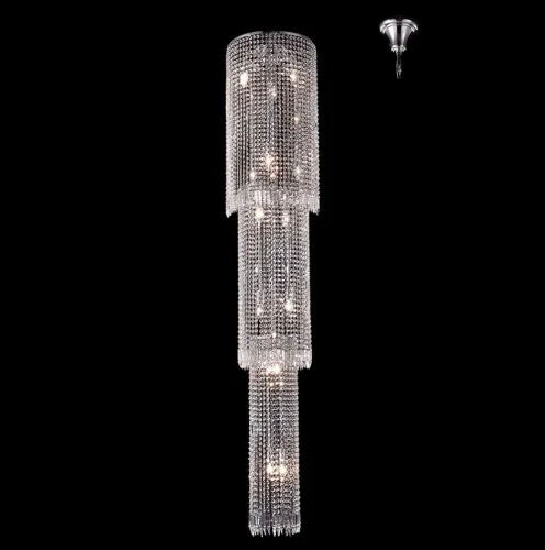 Люстра каскадная ARCADA SP14 CHROME Crystal Lux прозрачная на 14 ламп, основание хром в стиле современный 