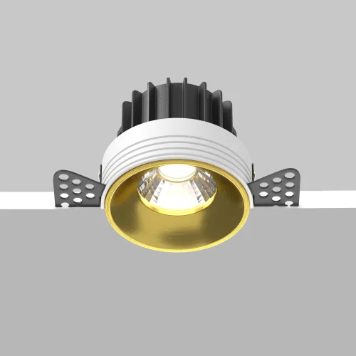Светильник точечный LED Round DL058-12W4K-TRS-BS Maytoni латунь на 1 лампу, основание белое в стиле современный хай-тек для затирки круглый фото 4