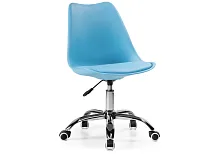 Компьютерное кресло Kolin blue 15078 Woodville, голубой/экокожа, ножки/металл/хром, размеры - *880***490*560