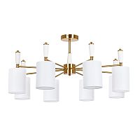 Люстра потолочная Waverley A4102PL-8PB Arte Lamp белая на 8 ламп, основание медь в стиле современный  Люстра потолочная Waverley A4102PL-8PB Arte Lamp белая на 8 ламп, основание медь в стиле современный