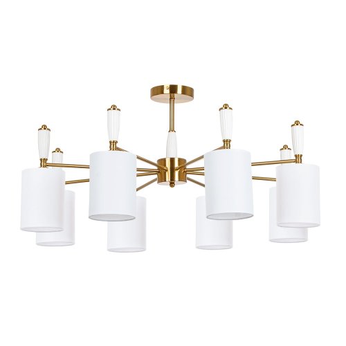 Люстра потолочная Waverley A4102PL-8PB Arte Lamp белая на 8 ламп, основание медь в стиле современный  Люстра потолочная Waverley A4102PL-8PB Arte Lamp белая на 8 ламп, основание медь в стиле современный