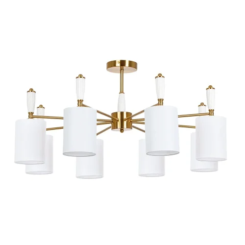 Люстра потолочная Waverley A4102PL-8PB Arte Lamp белая на 8 ламп, основание медь в стиле современный 