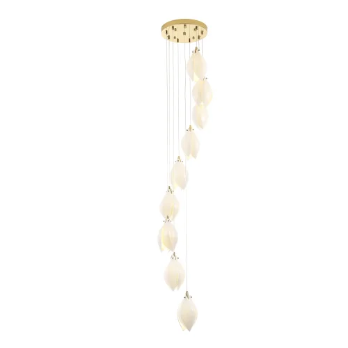 Светильник подвесной FLOWERS SP9 Crystal Lux белый 9 ламп, основание золотое в стиле флористика каскад фото 2